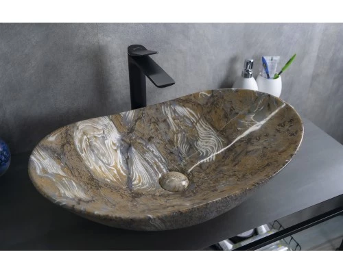 Раковина Gid Mnc811T 54477 накладная под камень глянцевая 61x37x15