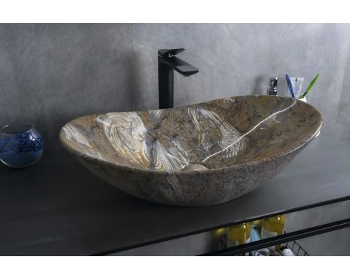 Раковина Gid Mnc811T 54477 накладная под камень глянцевая 61x37x15