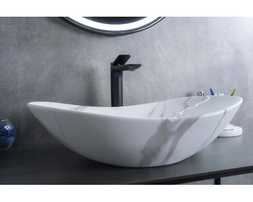 Раковина Gid Mnc811C 54478 накладная под камень глянцевая 61x37x15