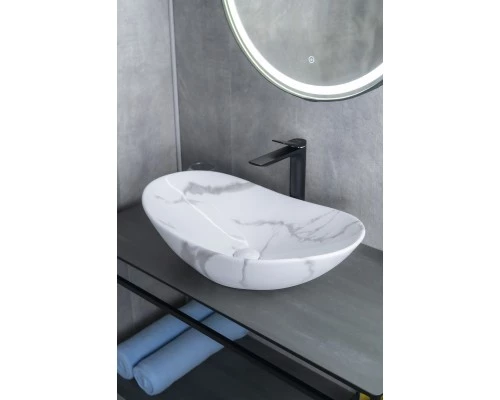 Раковина Gid Mnc811C 54478 накладная под камень глянцевая 61x37x15