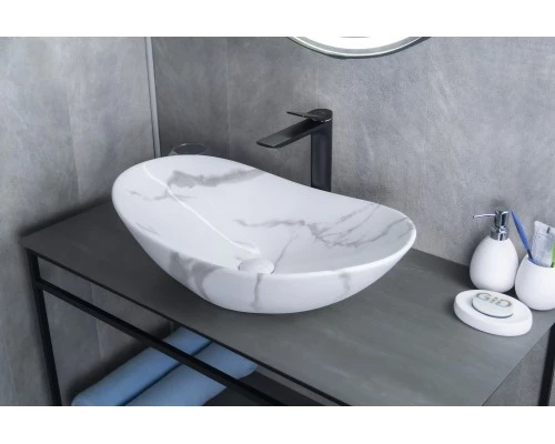 Раковина Gid Mnc811C 54478 накладная под камень глянцевая 61x37x15