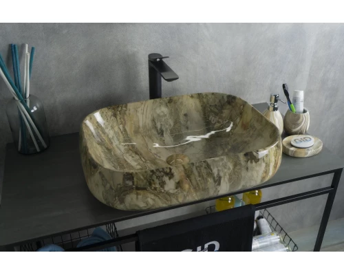 Раковина Gid Mnc186 54423 накладная под камень глянцевая 56x42x14