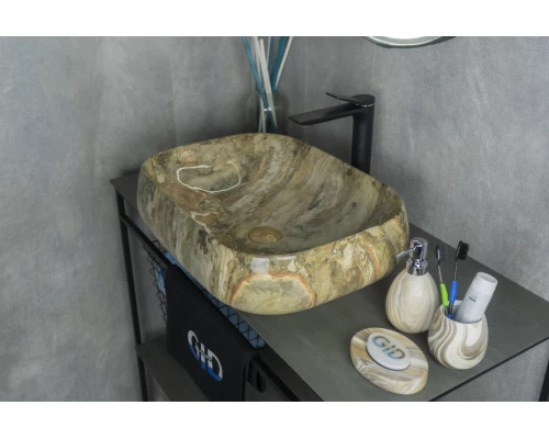 Раковина Gid Mnc186 54423 накладная под камень глянцевая 56x42x14