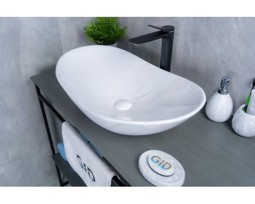 Раковина Gid Ws9811 54468 накладная под камень глянцевая 61x37x15