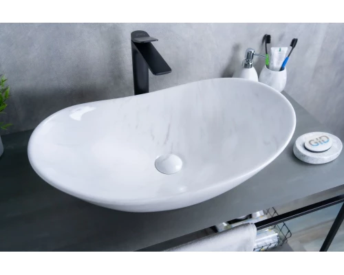 Раковина Gid Ws9811 54468 накладная под камень глянцевая 61x37x15