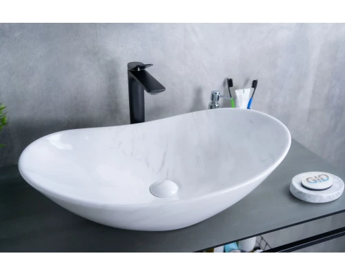 Раковина Gid Ws9811 54468 накладная под камень глянцевая 61x37x15