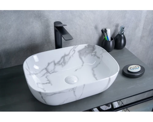 Раковина Gid Mnc333C 54469 накладная под камень глянцевая 46x32.5x13.5