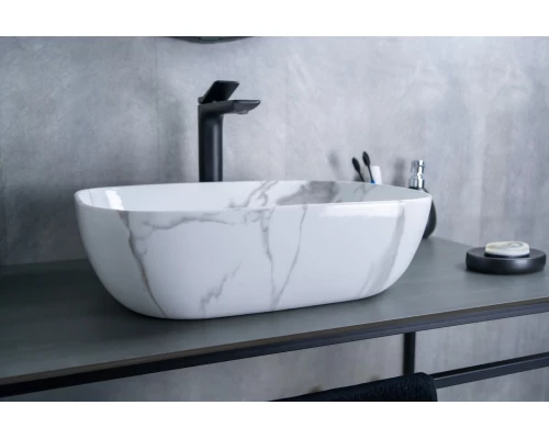 Раковина Gid Mnc333C 54469 накладная под камень глянцевая 46x32.5x13.5