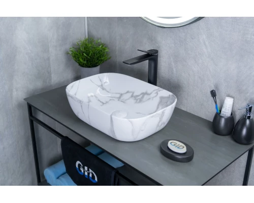 Раковина Gid Mnc333C 54469 накладная под камень глянцевая 46x32.5x13.5