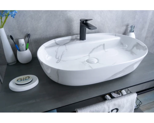 Раковина Gid Mnc346C 54470 накладная под камень глянцевая 61x41x14