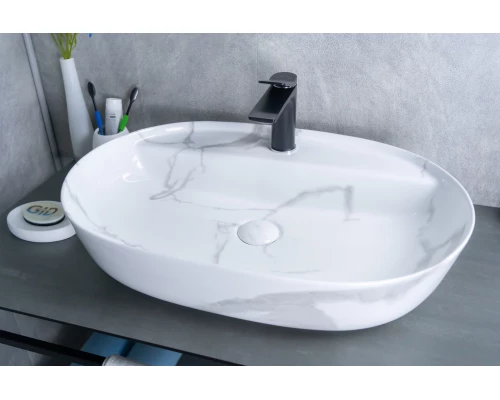 Раковина Gid Mnc346C 54470 накладная под камень глянцевая 61x41x14