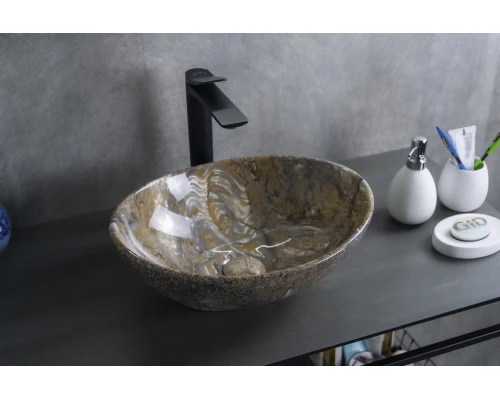 Раковина Gid Mnc138T 54472 накладная под камень глянцевая 41x34x15