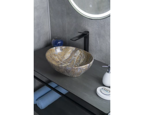 Раковина Gid Mnc138T 54472 накладная под камень глянцевая 41x34x15