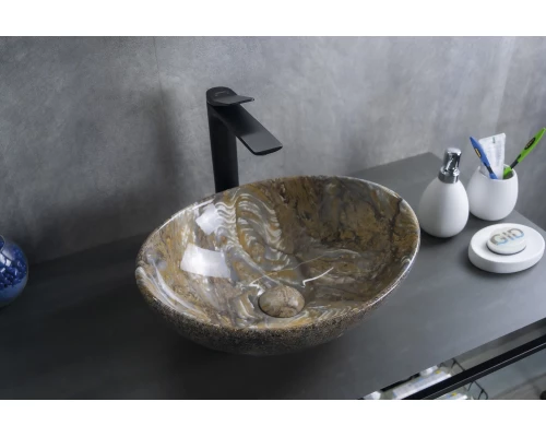 Раковина Gid Mnc138T 54472 накладная под камень глянцевая 41x34x15