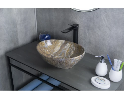 Раковина Gid Mnc138T 54472 накладная под камень глянцевая 41x34x15