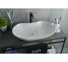 Раковина Gid Mnc503H012 54464 накладная под камень глянцевая 66.5x41x12