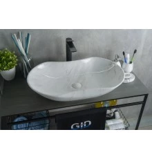 Раковина Gid Mnc503H012 54464 накладная под камень глянцевая 66.5x41x12