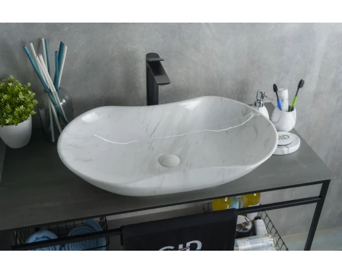 Раковина Gid Mnc503H012 54464 накладная под камень глянцевая 66.5x41x12