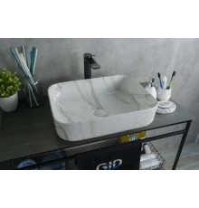 Раковина Gid Mnc190 54426 накладная под камень глянцевая 50x39x13