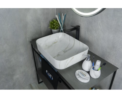 Раковина Gid Mnc190 54426 накладная под камень глянцевая 50x39x13