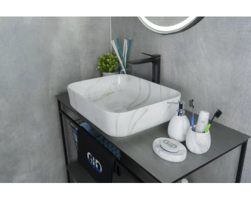 Раковина Gid Mnc190 54426 накладная под камень глянцевая 50x39x13