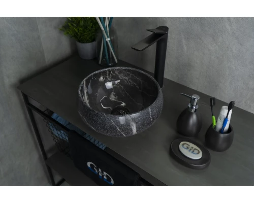 Раковина Gid Mnc480 54432 накладная под камень глянцевая 32x32x15.5