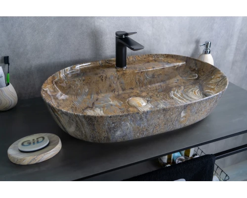 Раковина Gid Mnc346T 54471 накладная под камень глянцевая 61x41x14