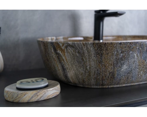 Раковина Gid Mnc346T 54471 накладная под камень глянцевая 61x41x14