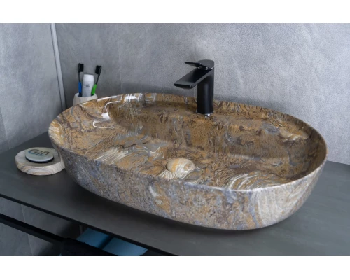 Раковина Gid Mnc346T 54471 накладная под камень глянцевая 61x41x14