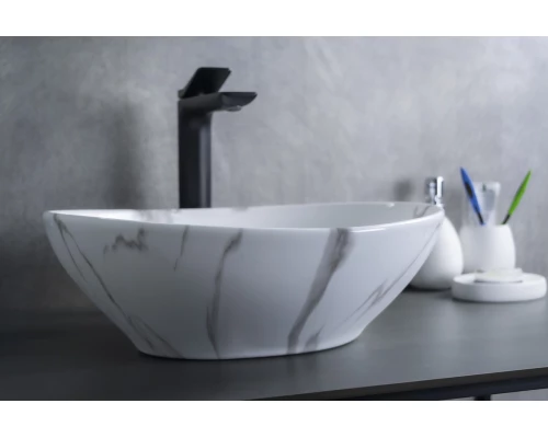 Раковина Gid Mnc138C 54473 накладная под камень глянцевая 41x34x15