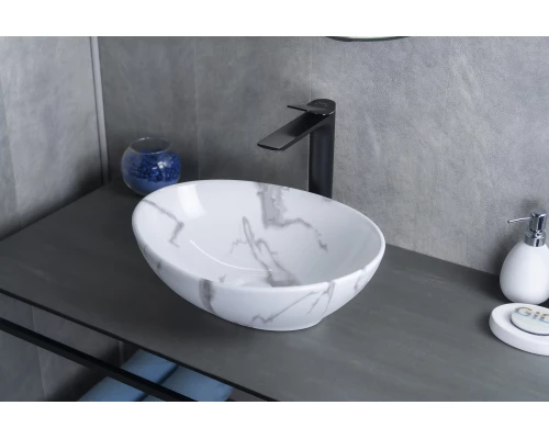 Раковина Gid Mnc138C 54473 накладная под камень глянцевая 41x34x15