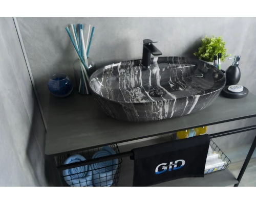 Раковина Gid Bs1346 54466 накладная под камень глянцевая 61x41x14