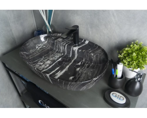 Раковина Gid Bs1346 54466 накладная под камень глянцевая 61x41x14