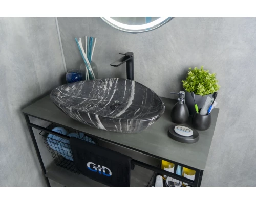 Раковина Gid Mnc206 54427 накладная под камень глянцевая 59x39x13