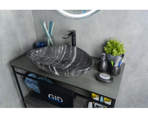 Раковина Gid Mnc206 54427 накладная под камень глянцевая 59x39x13