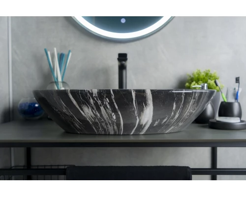 Раковина Gid Mnc206 54427 накладная под камень глянцевая 59x39x13