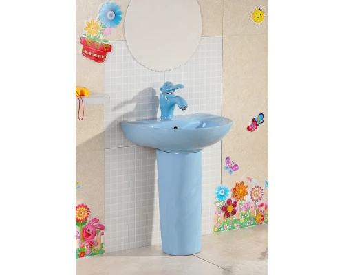 Раковина Gid Nb192-BU 69910 накладная с пъедесталом голубая 43x36x51