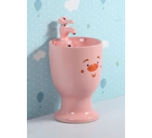 Раковина Gid Nb193-PK 69911 накладная с пъедесталом розовая 37x37x53