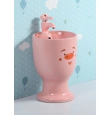 Раковина Gid Nb193-PK 69911 накладная с пъедесталом розовая 37x37x53