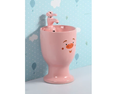 Раковина Gid Nb193-PK 69911 накладная с пъедесталом розовая 37x37x53