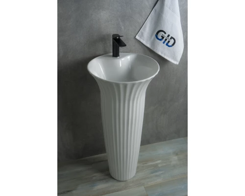 Раковина Gid Nb132 81113 накладная белая 41x41x84