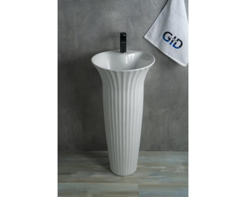 Раковина Gid Nb132 81113 накладная белая 41x41x84