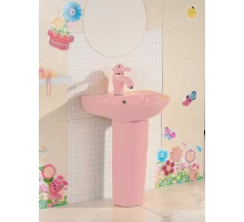 Раковина Gid Nb192-PK 69909 накладная с пъедесталом розовая  43x36x51