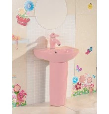 Раковина Gid Nb192-PK 69909 накладная с пъедесталом розовая  43x36x51