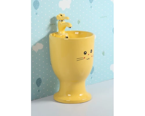 Раковина Gid Nb193-Y 69912 накладная с пъедесталом желтая 37x37x53