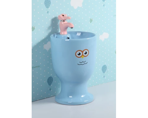 Раковина Gid Nb193-BU 69914 накладная с пъедесталом голубая 37x37x53