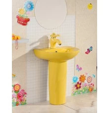 Раковина Gid Nb192-Y 69908 накладная с пъедесталом желтая 43x36x51