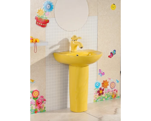 Раковина Gid Nb192-Y 69908 накладная с пъедесталом желтая 43x36x51