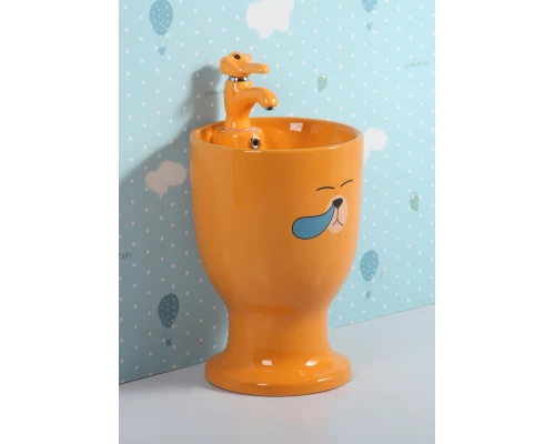 Раковина Gid Nb193-OR 69913 накладная с пъедесталом оранжевая 37x37x53