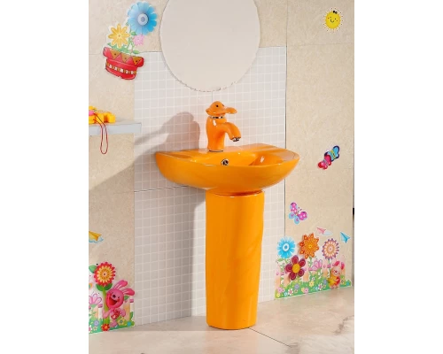 Раковина Gid Nb192-OR 69906 накладная с пъедесталом оранжевая  43x36x51